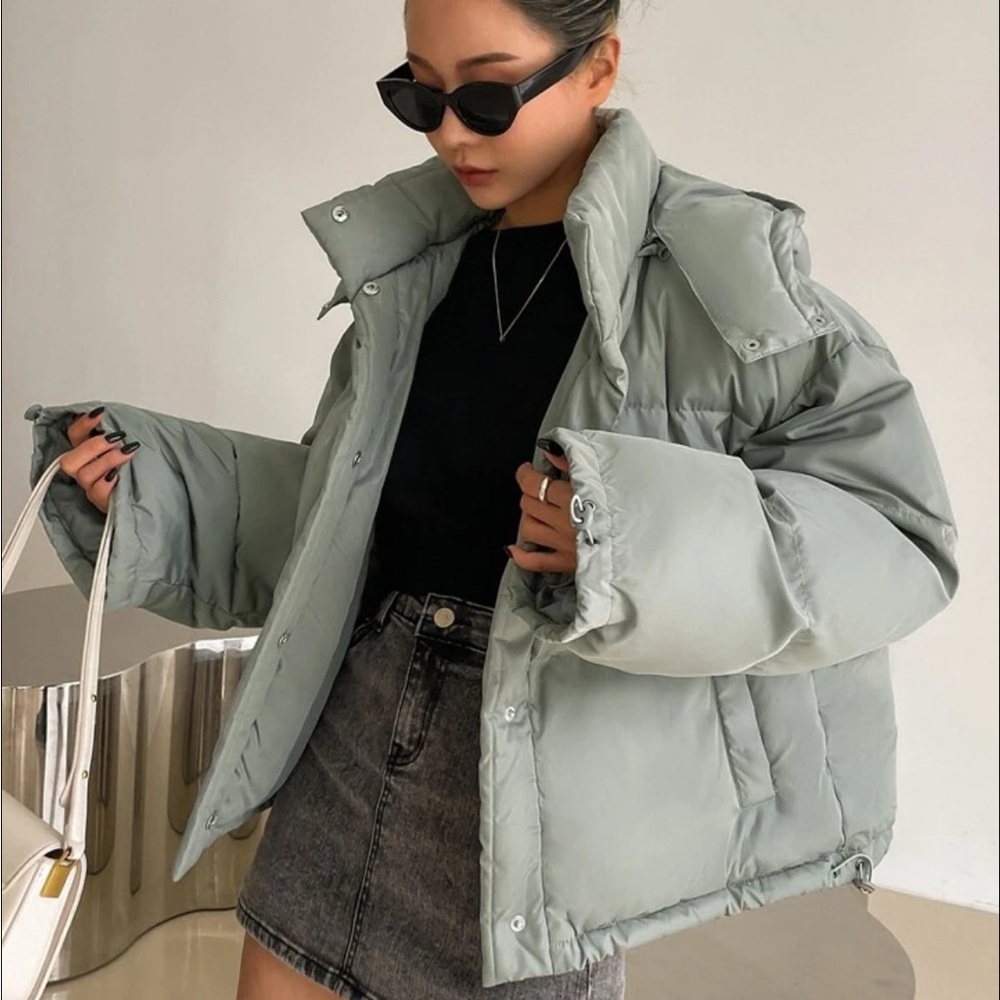 Dazy Drop Shoulder Drawstring Hem Hooded Puffer C… - image 7